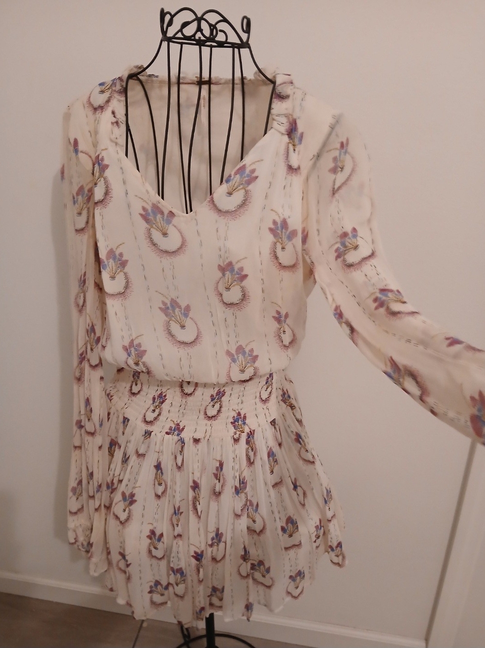 Free People Cream Floral-Print Midi Dress